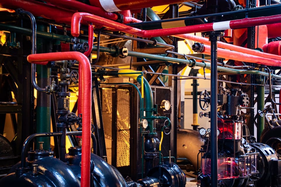Pipework and valves inside a process plant